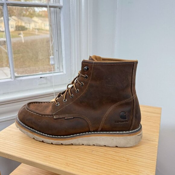 Carhartt Waterproof Brown Work Boots 6 Inch Wedge CMW6095 Mens Size 12 - Picture 8 of 9